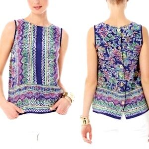Lilly Pulitzer Iona Silk Button Back Top - 100% silk- Medium